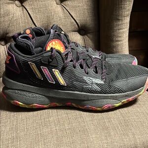 Adidas Dame 8 Black and Multicolor Athletic Sneakers men's 10